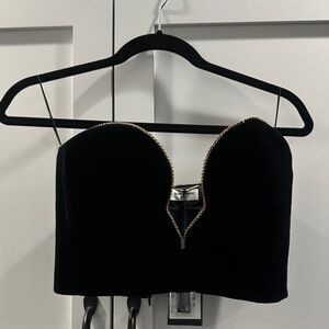 YSL Black Strapless Corset with Gold Trim